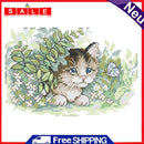 Stamped Cross Stitch Kits 4 Seasons Kitties Embroidery DIY Sets 2 Strands 14CT