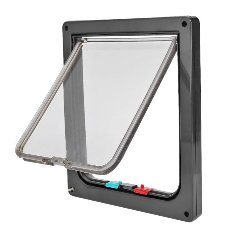 4 Way Lockable Dog Cat Safe Flap Door Puppy Pets Plastic Gate (Black XL) Newly