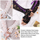 Fingerless Ritual Dance Long Silk Ribbon Lace Gloves Gothic Gloves Punk Mittens