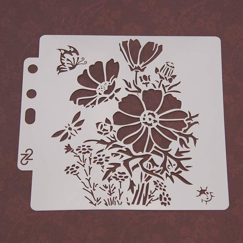 Everpert Stencil Flowers Coffee Stencils Cake Baking Templates DIY Scrapbook
