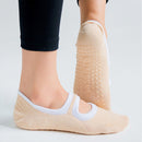 Women Yoga Socks Anti-Slip Fitness Pilates Ballet Cotton Socks (Beige) Newly