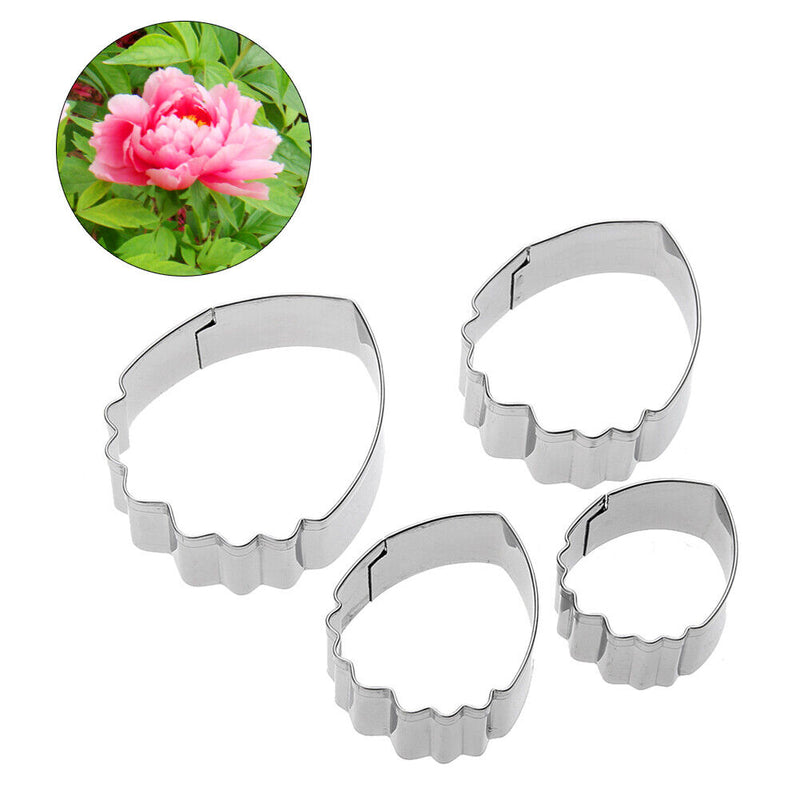 4pcs/set Stainless Steel Fondant Cake Decoration Peony Petal Cutter Mold