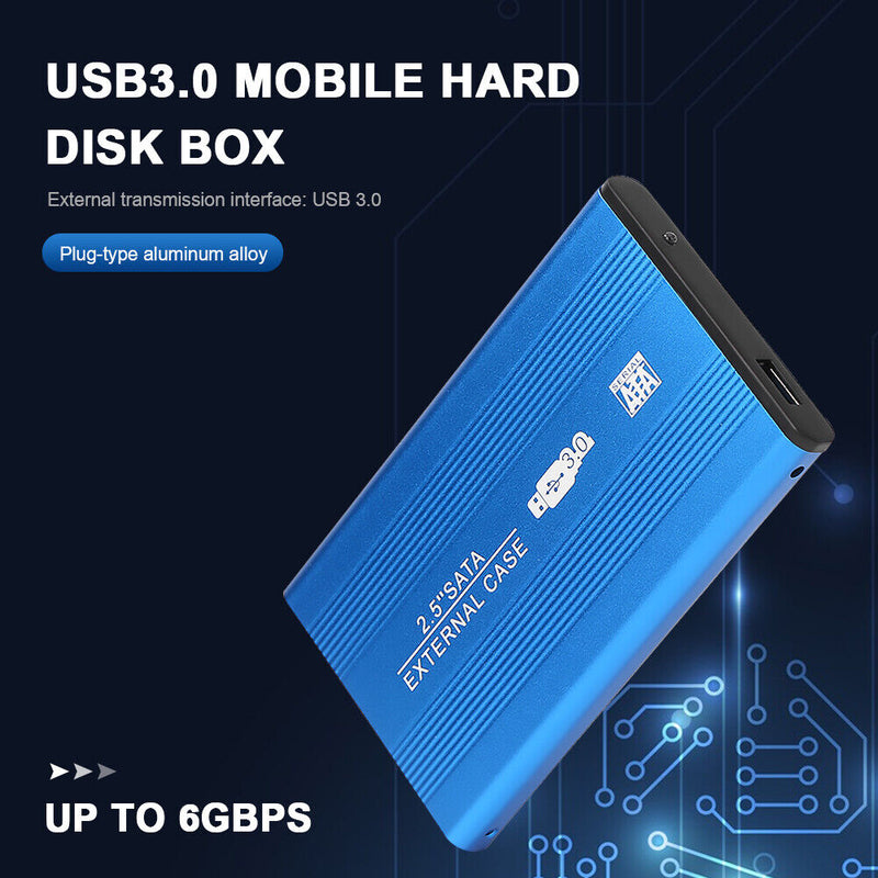 Aluminum Alloy 2.5"" External HDD SSD Box USB SATA3.0 Hard Drive Disk 6GB