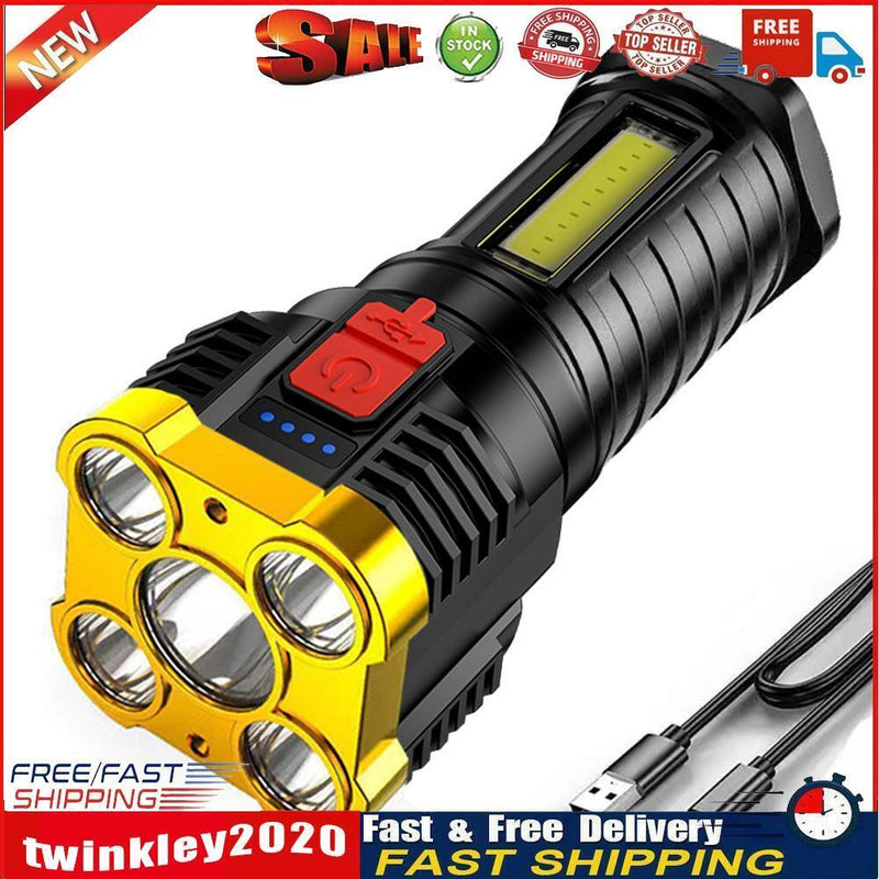 Strong USB Rechargeable Flashlight 500LM COB Outdoor Camping Fishing Light Newly