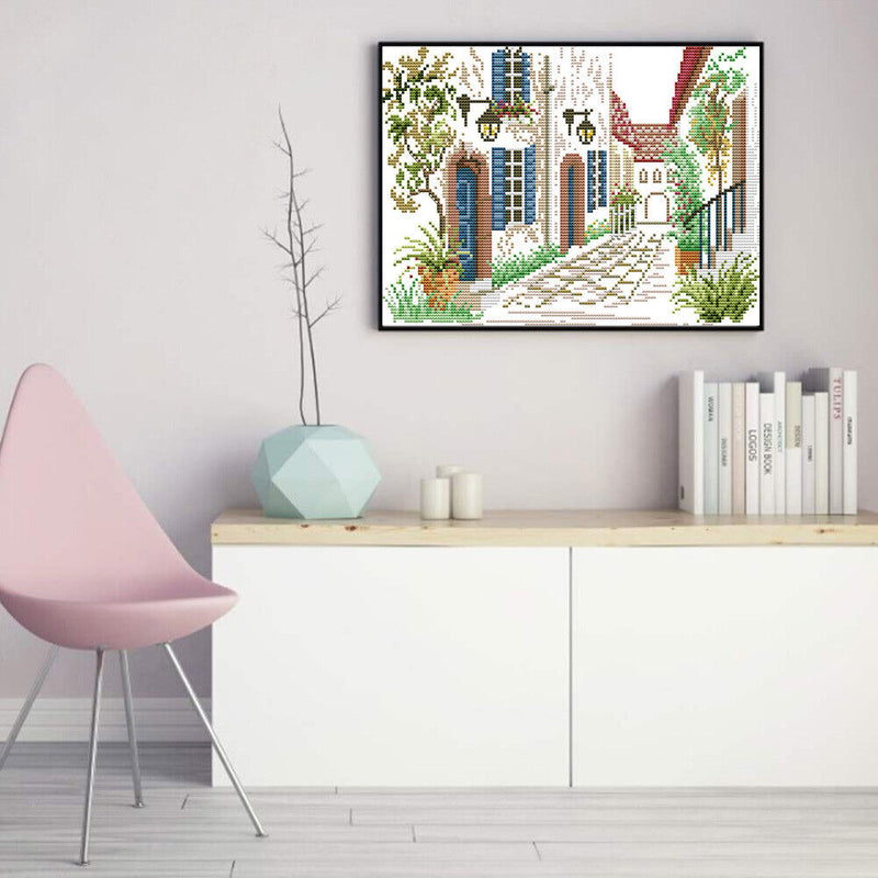 2 Strands Street Corner Partial Embroidery Stamped Cross Stitch Home Decor Gifts