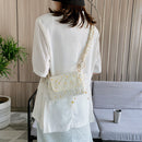 Daisy Women Shoulder Bag Female Flower Embroidery Pleated Belt Messenger Pouch