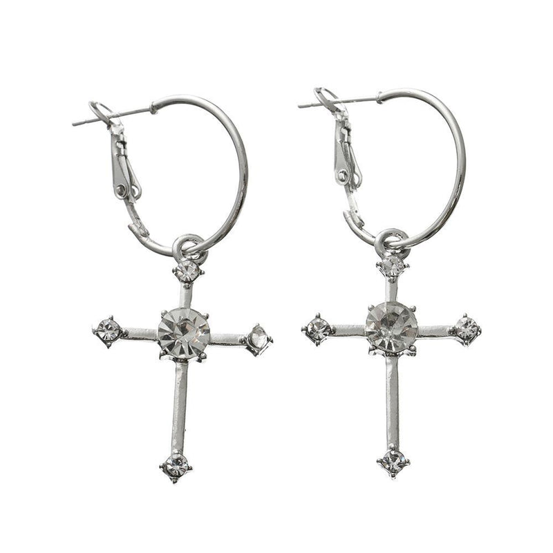 Woman Party Accessories Jewelry Diamante Cross Earrings Stud Earrings Dangle