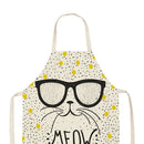 Kitchen Linen Apron Cat in Glasses Print Home Restaurant Cooking Baking Bib
