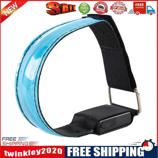 LED Luminous Armband Bracelet Cycling Reflective Warning Wristbands (Blue)