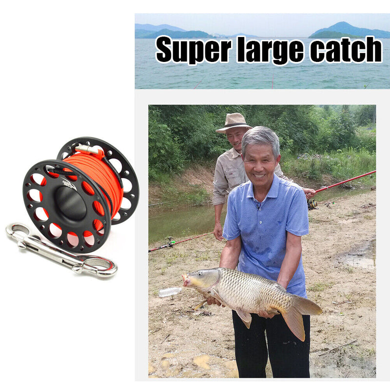 Scuba Diving Spool Finger Reel for Underwater Fishing Cave Dive (30m Black)