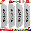 4pcs Car OPEN Reflective Tapes Warning Mark Open Car Door Stickers (White) Newly