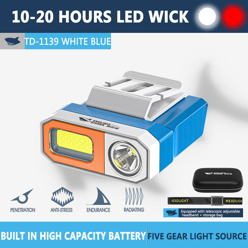 Clip-on Baseball Cap Running Camping Torch Waterproof COB LED Sensor Headlamp