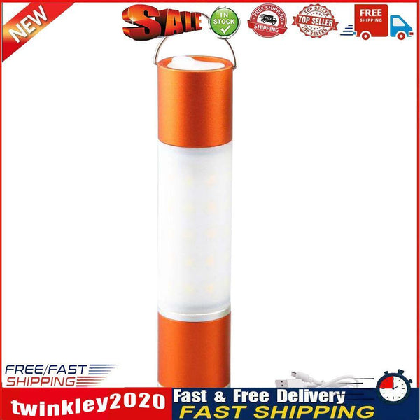 USB Rechargeable LED Telescopic Flashlight Zoomable Hanging Torch (Orange) Newly