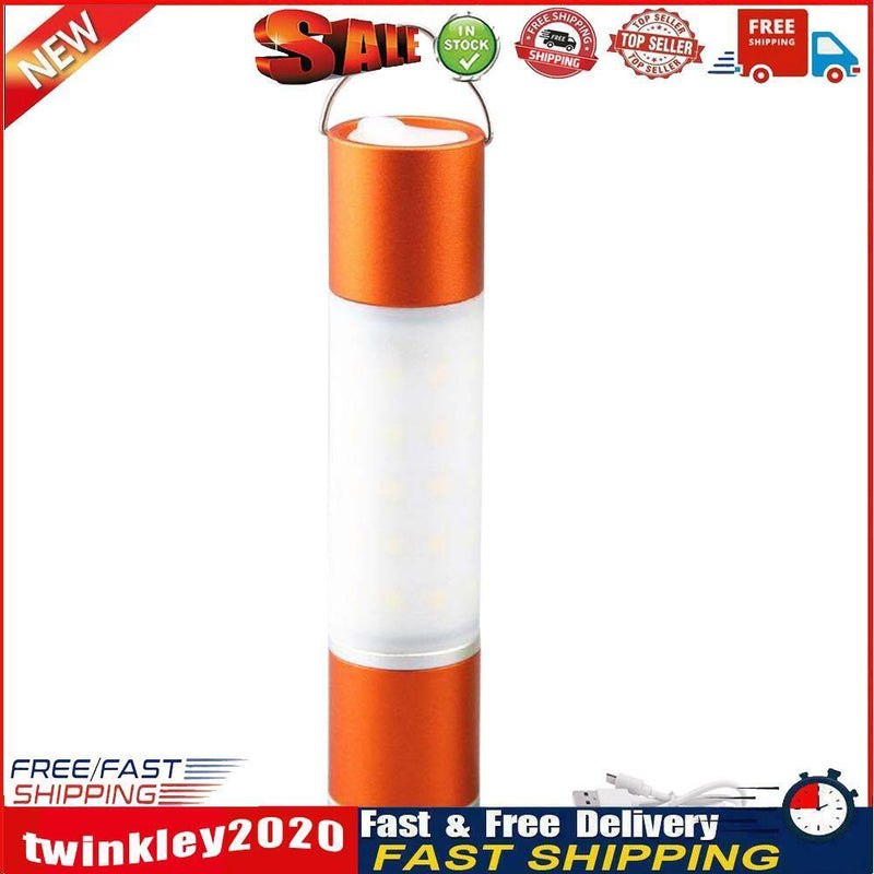 USB Rechargeable LED Telescopic Flashlight Zoomable Hanging Torch (Orange) Newly