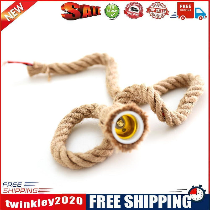 3.28ft Hemp Rope Electric Wire for DIY E27 Bulb Pendant Light (Single Head)