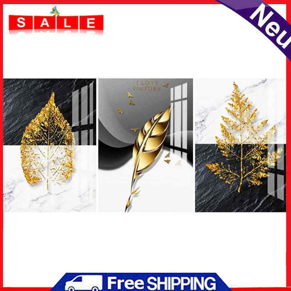 Frameless Golden Leaves Oil Paint by Numbers Kit Handpainted Artwork Wall Craft