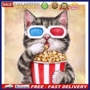 DIY Full Drill Painting Cute Cat Animal Round Diamond Rhinestone Drawing Decor
