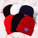 Love Heart Christmas Gift Embroidery Knit Cap Beanies Hats Rainbow Knitted Hats