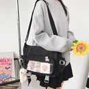 Korean College Handbags Large Capacity Tote Bags Multi-pocket for Student School
