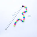 Funny Cat Stick w Crisp Bell Caterpillar Interactive Teaser Wand (Rainbow)