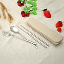 4pcs Stainless Steel Dinnerware Set Portable Chopsticks Spoon Fork Tableware