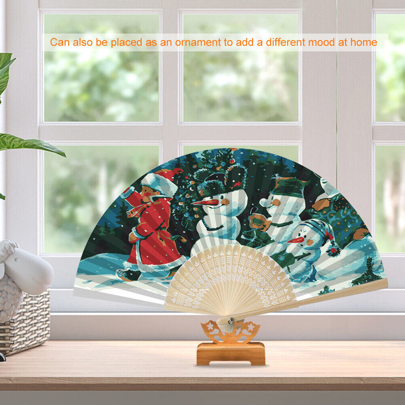 Snowman Kids Fan Oil Paint By Numbers Craft Frameless Handheld Home Decoration