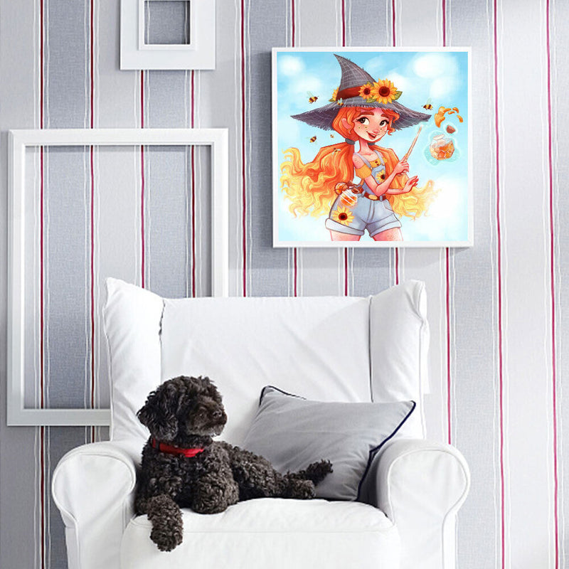 Full Round Diamond Painting Kits Bee Commander Little Witch Mosaic Picture