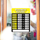 Business Hours Sign Hours of Operation Signs for Window / Door (Yellow) Newly