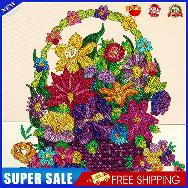 Part Specical Shaped Drill Diamond Painting Flower Basket Mosaic Kit (B044)