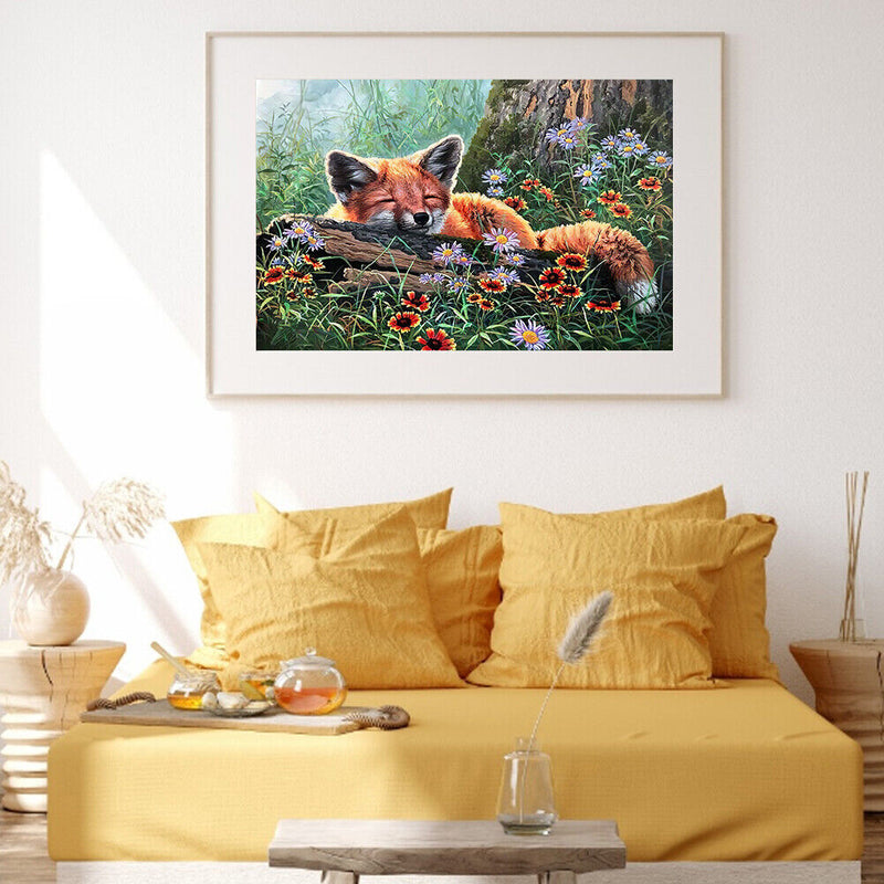 Oil Paint by Numbers Cute Fox Canvas Artwork Living Room Picture Home Decoration