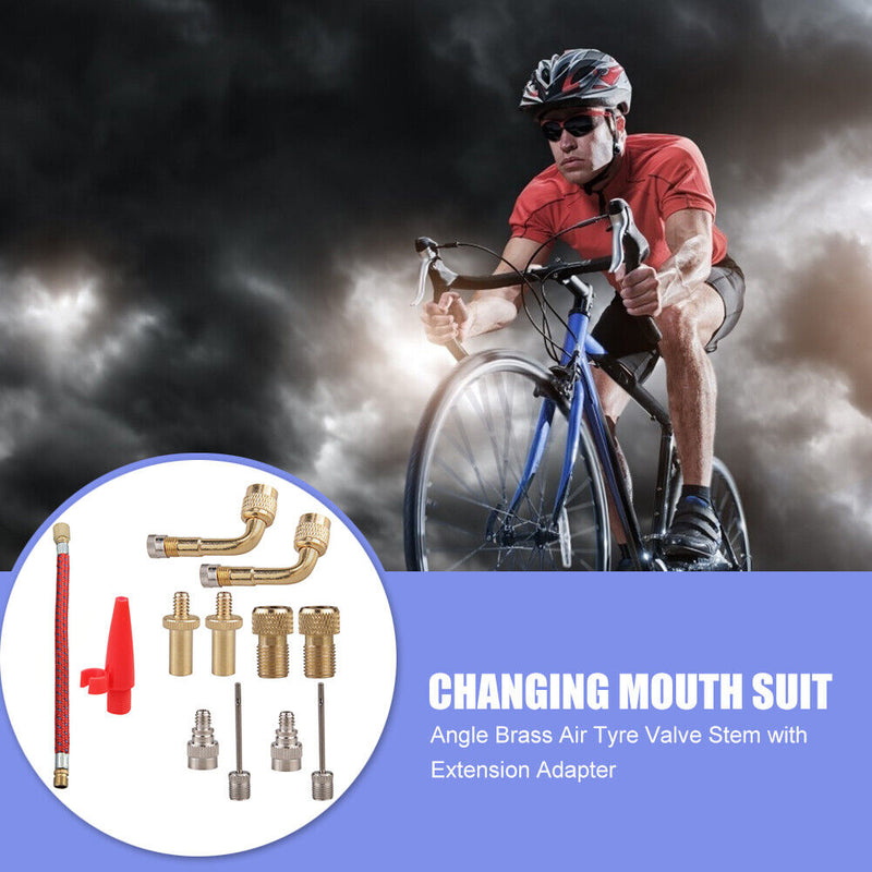 12pcs/set Pump Adaptor Kit Bike Tire Presta American Valve Adapter Needles Newly