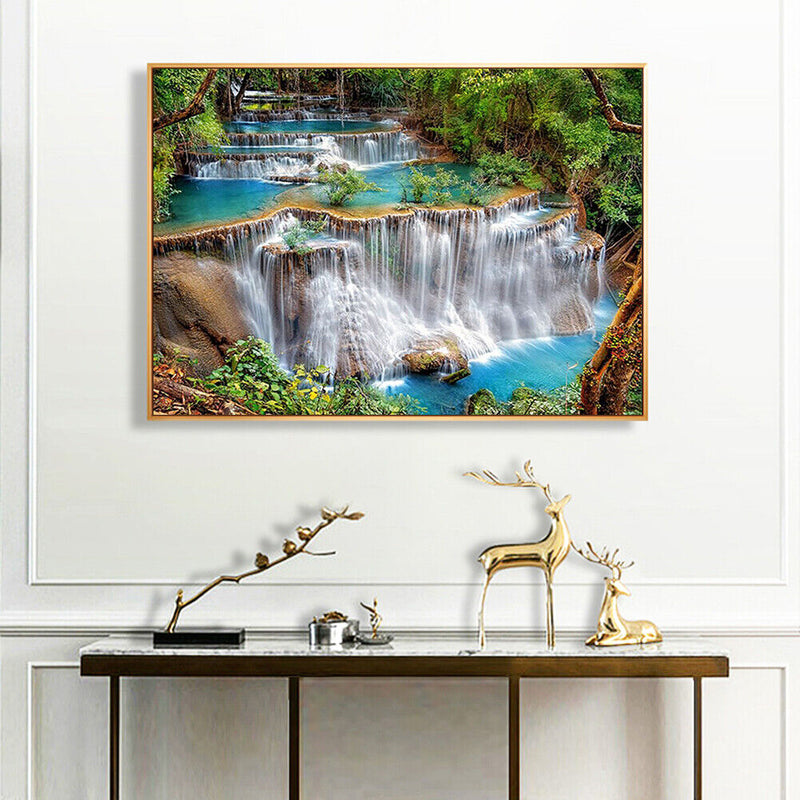 Waterfall Scenery Canvas Painted Oil Paint By Numbers DIY Wall Art Modern Decor