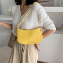 Pure Soft Leather Women Handbag Small Underarm Shoulder Totes Bag (Yellow)