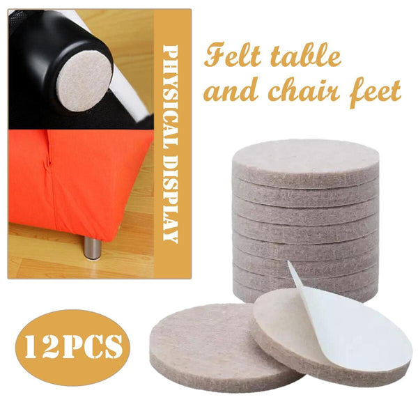12pcs Beige Round Table Chair Foot Felt Pad Furniture Floor Protector ?2.9CM#