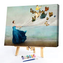 Painting By Number Kit Butterfly Girl Handpainted Drawing DIY Oil Wall Art