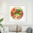DIY 11CT Cross Stitch Stamped Fall Scenery Needlework Kit 35x35cm (5255) Newly