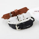 Unisex European Fashion Multilayer Simple Knit Leather Bracelet (Brown)
