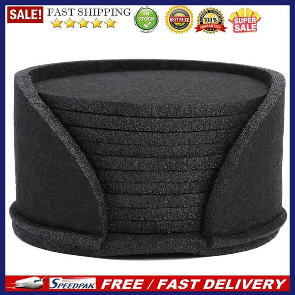 20pcs Round Felt Cup Mats Coasters Heat Resistant Coffee Tea Pad (A Black)