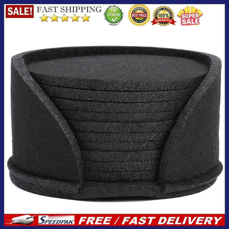 20pcs Round Felt Cup Mats Coasters Heat Resistant Coffee Tea Pad (A Black)