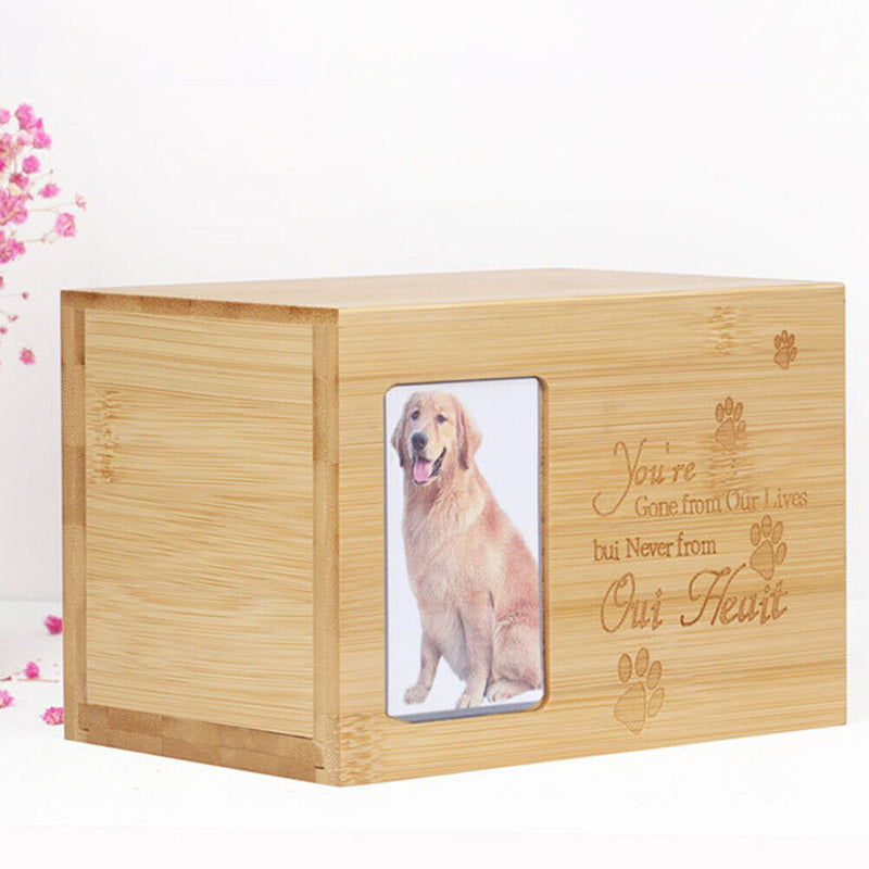 Wooden Pet Urn Box Dog Cat Cremation Personal Peaceful Memorial Photo Frame B