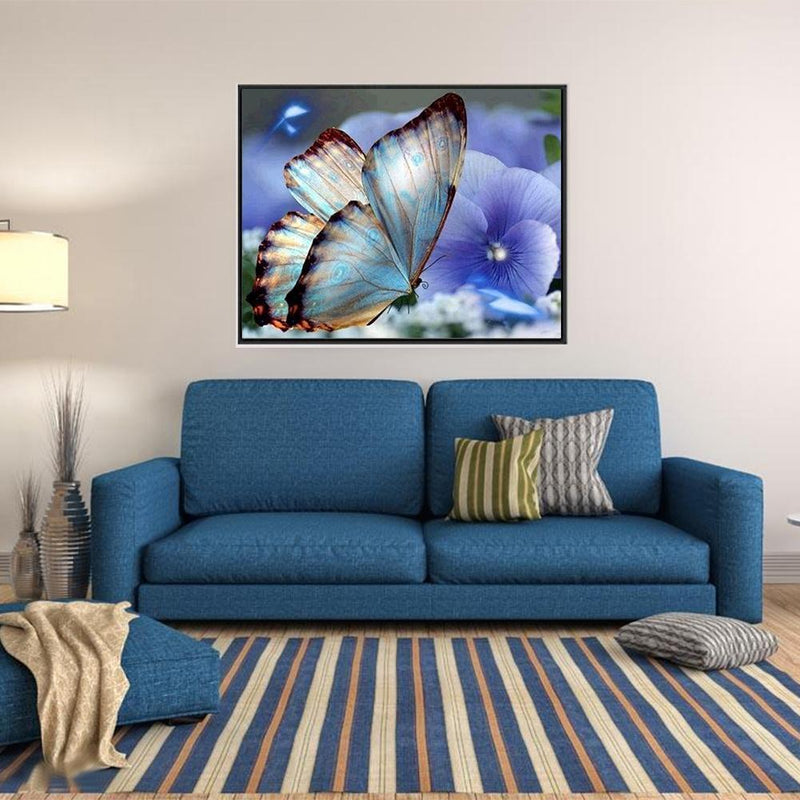 Blue Butterfly 5D Diamond DIY Painting Kit Home Decor Craft 30 X 25cm