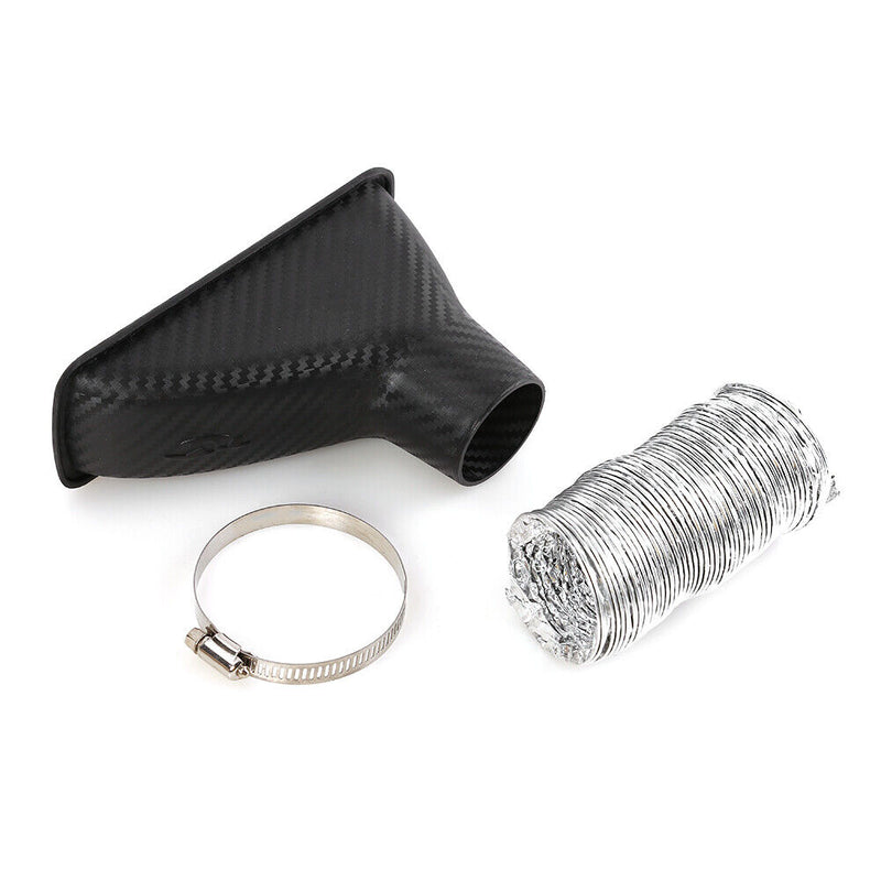 Carbon Fiber Look Car Auto Front Bumper Turbo Air Intake Pipe Air Funnel Kit