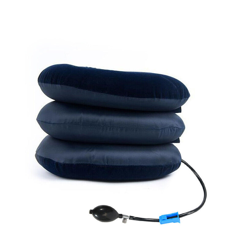 Inflatable Neck Stretcher 3 Tubes Air Cervical Traction Pain Relief (Blue) Newly