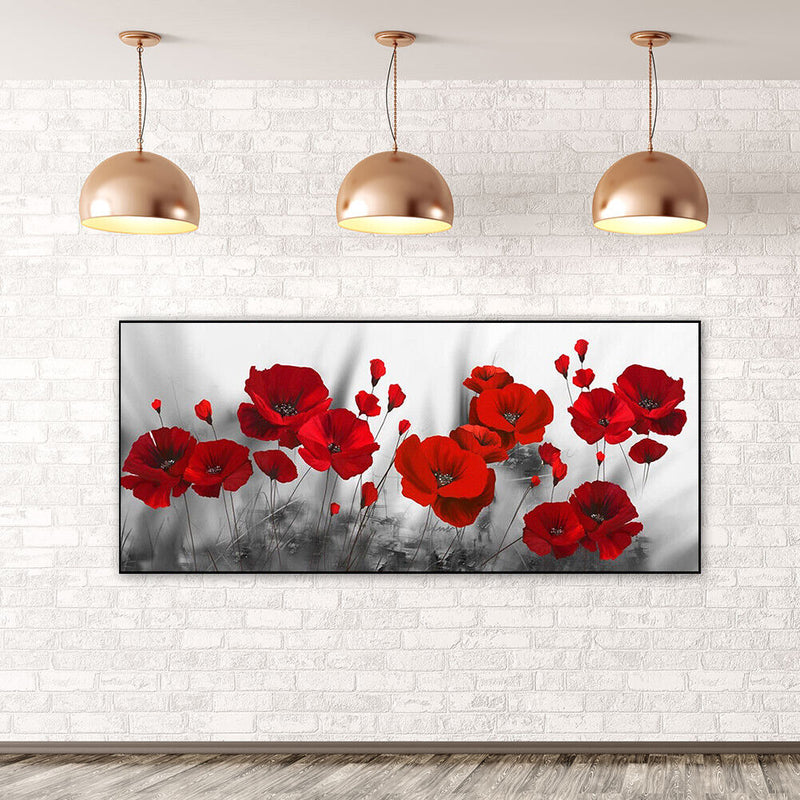 Red Flower Oil Paint By Numbers Kits Wall Art Craft Coloring Drawing for Adults