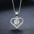 Jewelry Gift Neck Chain Cubic Zirconia Pendant Necklace Eternal Love Heart