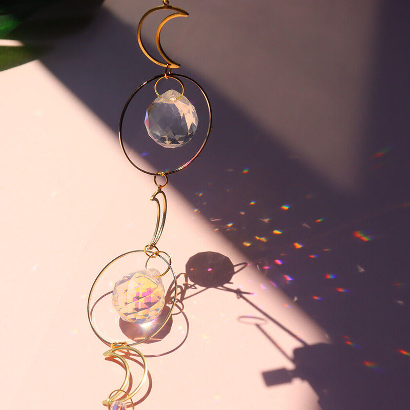 Suncatcher Crystal Moon Sun Ball Chandelier Pendant Prism Hanging Lamp Orna