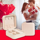 Portable Earring Ring Storage Box Leather Jewelry Display Case (Light Pink)