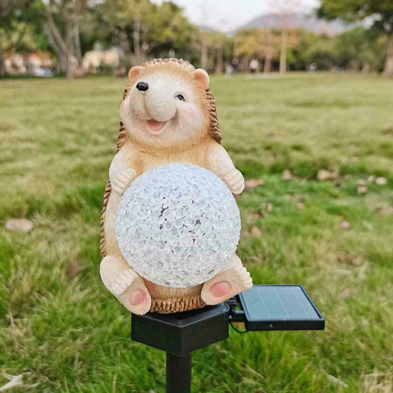 Solar Powered Garden LED Lights Hedgehog Animal Lawn Waterproof Ornament E0O1