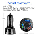 Smart Phone QC 3.0 Universal Fast Charging Car Charger LED Display 3-Port USB