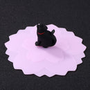 Clear Cherry Silicone Cup Cover Heat-resistant Reuse Animal Lid (Black Cat)